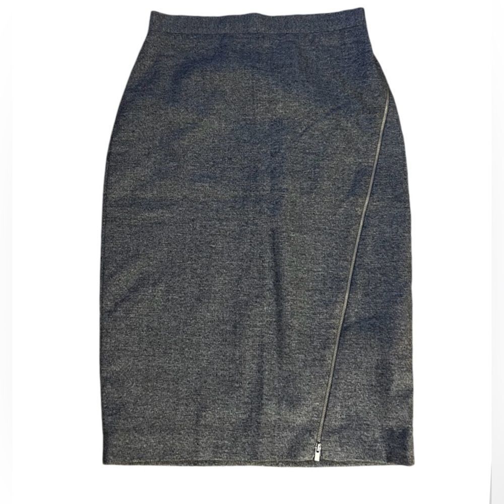 Banana Republic Gray Asymmetrical Zipper Lined Pencil Skirt Size 6
